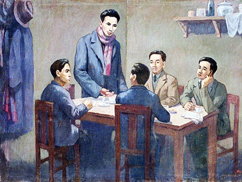 La conferencia de fundación del Partido Comunista de Vietnam el 2/3/1930.
            Foto tomada de la pintura del autor Phi Hoanh (Fuente: Museo de Historia Nacional)